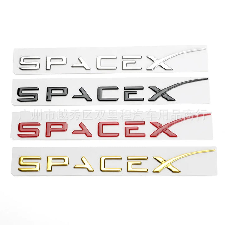 SpaceX Zinc Alloy Letter Emblem – Tesla Sticker – Merchelon