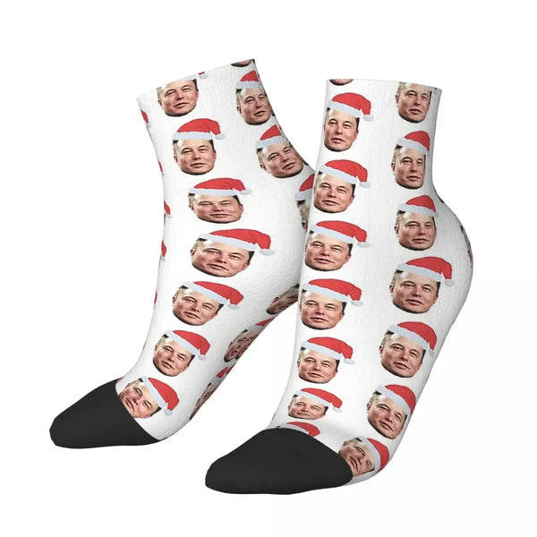 Santa Elon Musk Harajuku Socks – Funny Unisex Sweat-Absorbing Stockings