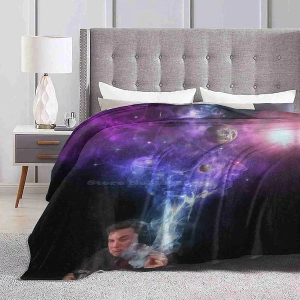 Elon Musk Smoking Weed Outer Space Blanket – Soft & Warm Novelty Throw