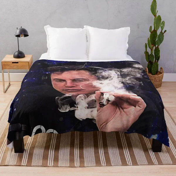 Elon Musk Smoking Throw Blanket – Soft, Luxury Designer Bed & Sofa Cover