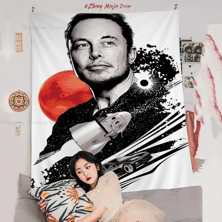 Buy Elon Musk Hippie Wall Tapestry | Merchelon.com