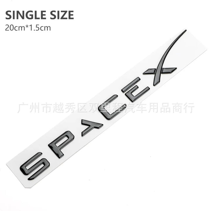 SpaceX Zinc Alloy Letter Emblem – Tesla Sticker – Merchelon