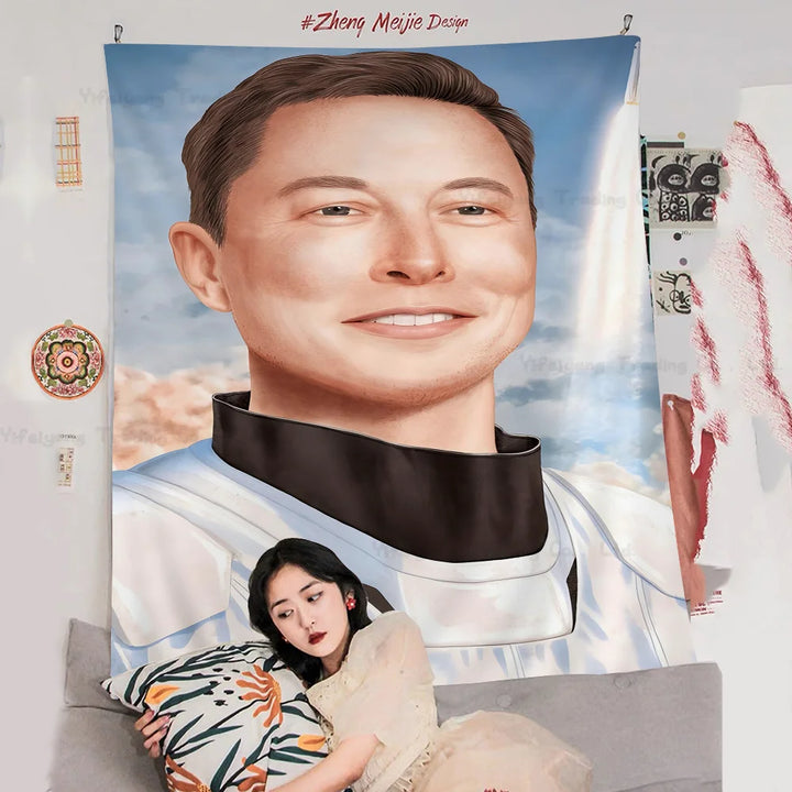 Buy Elon Musk Hippie Wall Tapestry | Merchelon.com