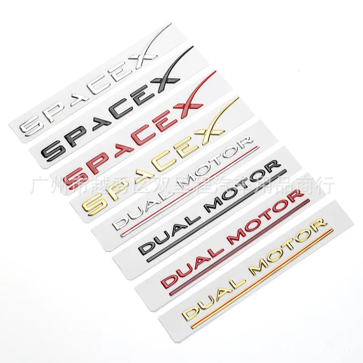 SpaceX Zinc Alloy Letter Emblem – Tesla Sticker – Merchelon